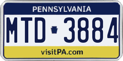PA license plate MTD3884