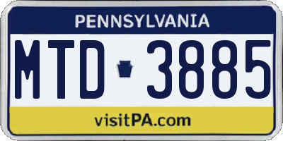 PA license plate MTD3885