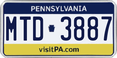 PA license plate MTD3887
