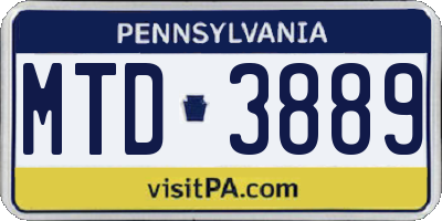 PA license plate MTD3889