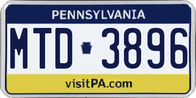 PA license plate MTD3896