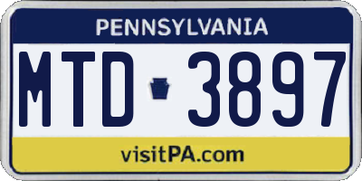 PA license plate MTD3897