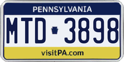 PA license plate MTD3898