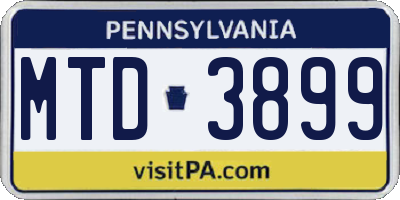 PA license plate MTD3899