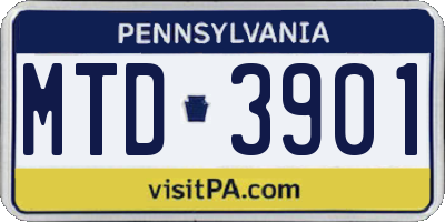 PA license plate MTD3901