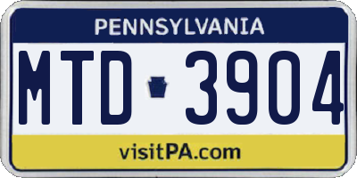 PA license plate MTD3904