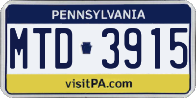 PA license plate MTD3915