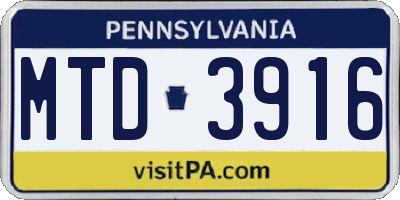 PA license plate MTD3916