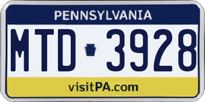 PA license plate MTD3928