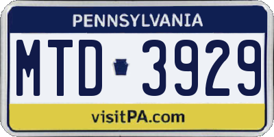 PA license plate MTD3929