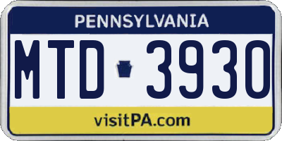 PA license plate MTD3930