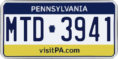 PA license plate MTD3941