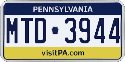 PA license plate MTD3944