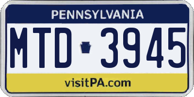 PA license plate MTD3945