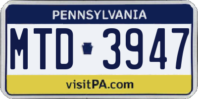 PA license plate MTD3947