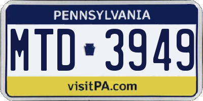 PA license plate MTD3949