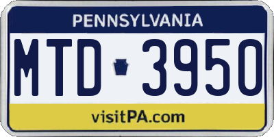 PA license plate MTD3950