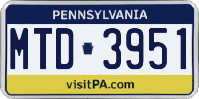 PA license plate MTD3951
