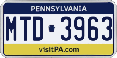 PA license plate MTD3963