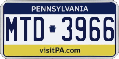 PA license plate MTD3966
