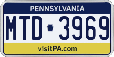 PA license plate MTD3969