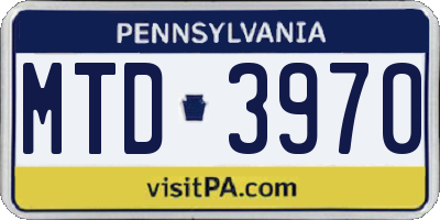 PA license plate MTD3970