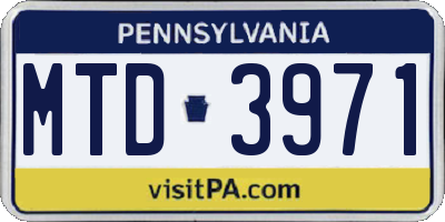 PA license plate MTD3971