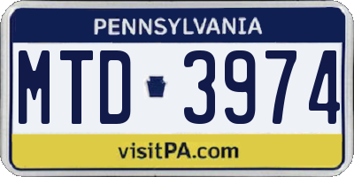 PA license plate MTD3974