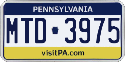 PA license plate MTD3975