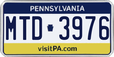 PA license plate MTD3976