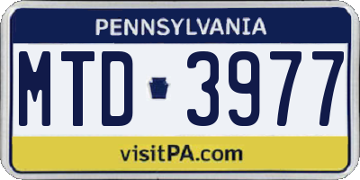 PA license plate MTD3977