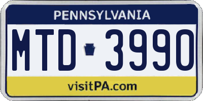 PA license plate MTD3990