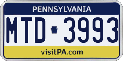 PA license plate MTD3993