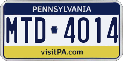 PA license plate MTD4014
