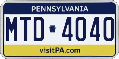 PA license plate MTD4040