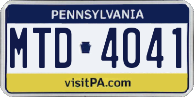 PA license plate MTD4041