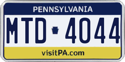PA license plate MTD4044