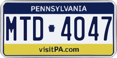 PA license plate MTD4047