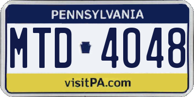 PA license plate MTD4048