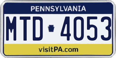 PA license plate MTD4053
