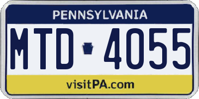 PA license plate MTD4055