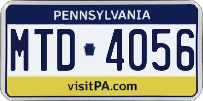 PA license plate MTD4056