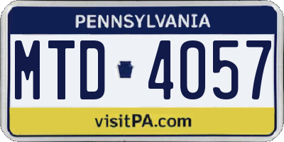PA license plate MTD4057