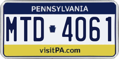 PA license plate MTD4061