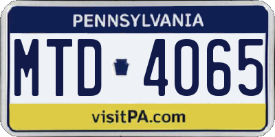 PA license plate MTD4065
