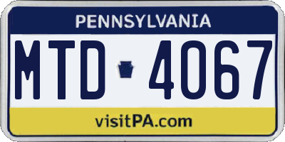 PA license plate MTD4067