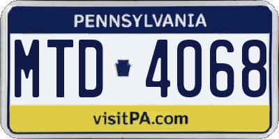 PA license plate MTD4068