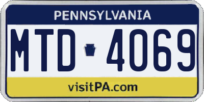 PA license plate MTD4069
