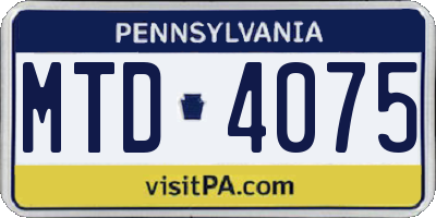 PA license plate MTD4075