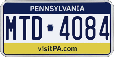PA license plate MTD4084